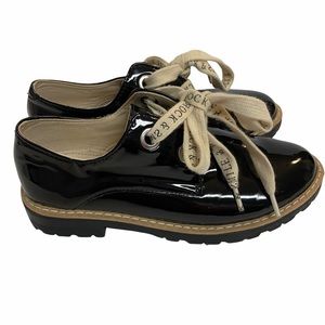 NWOT Zara Kids Black Patent Lace Up Oxfords Sz 31